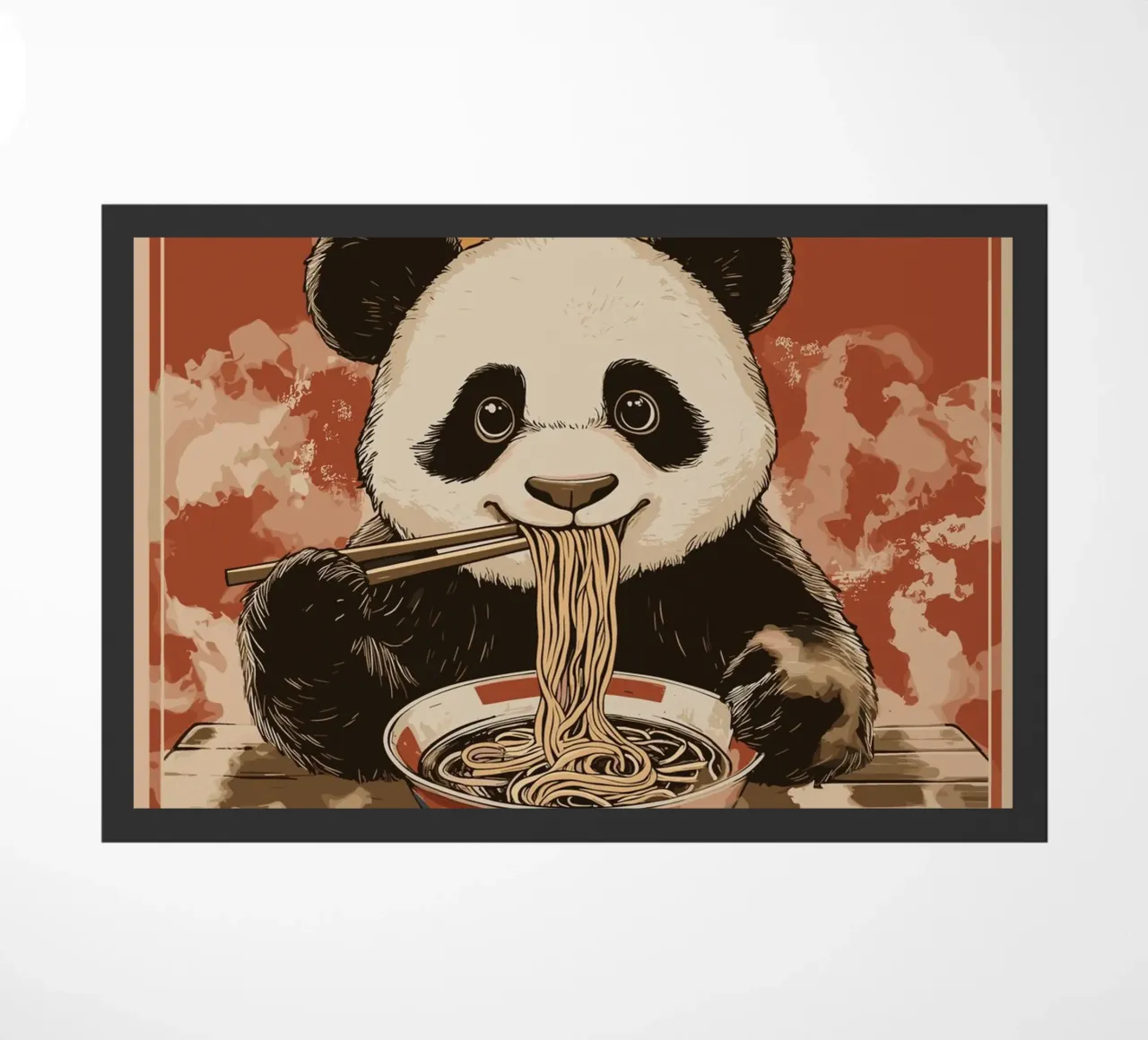 Panda a un banchetto di ramen zerbino da pixelbull - medieval art and more