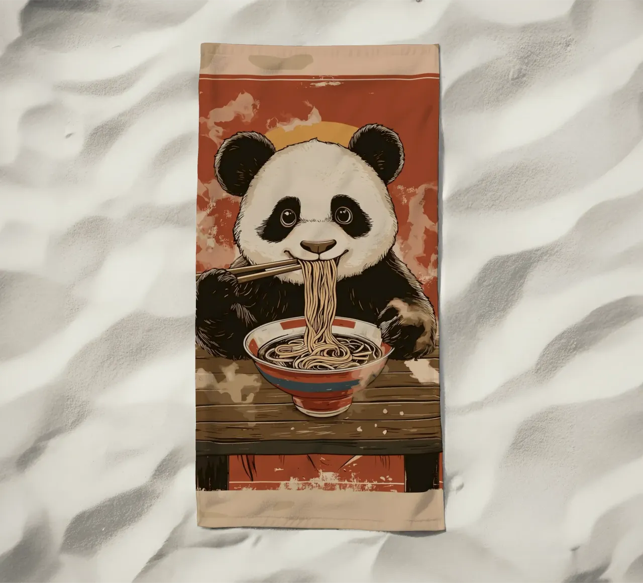 Panda a un banchetto di ramen telo mare da pixelbull - medieval art and more