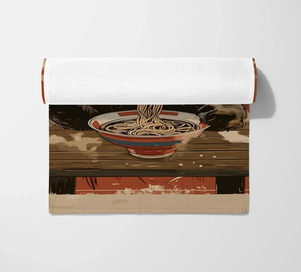 Panda a un banchetto di ramen telo mare da pixelbull - medieval art and more