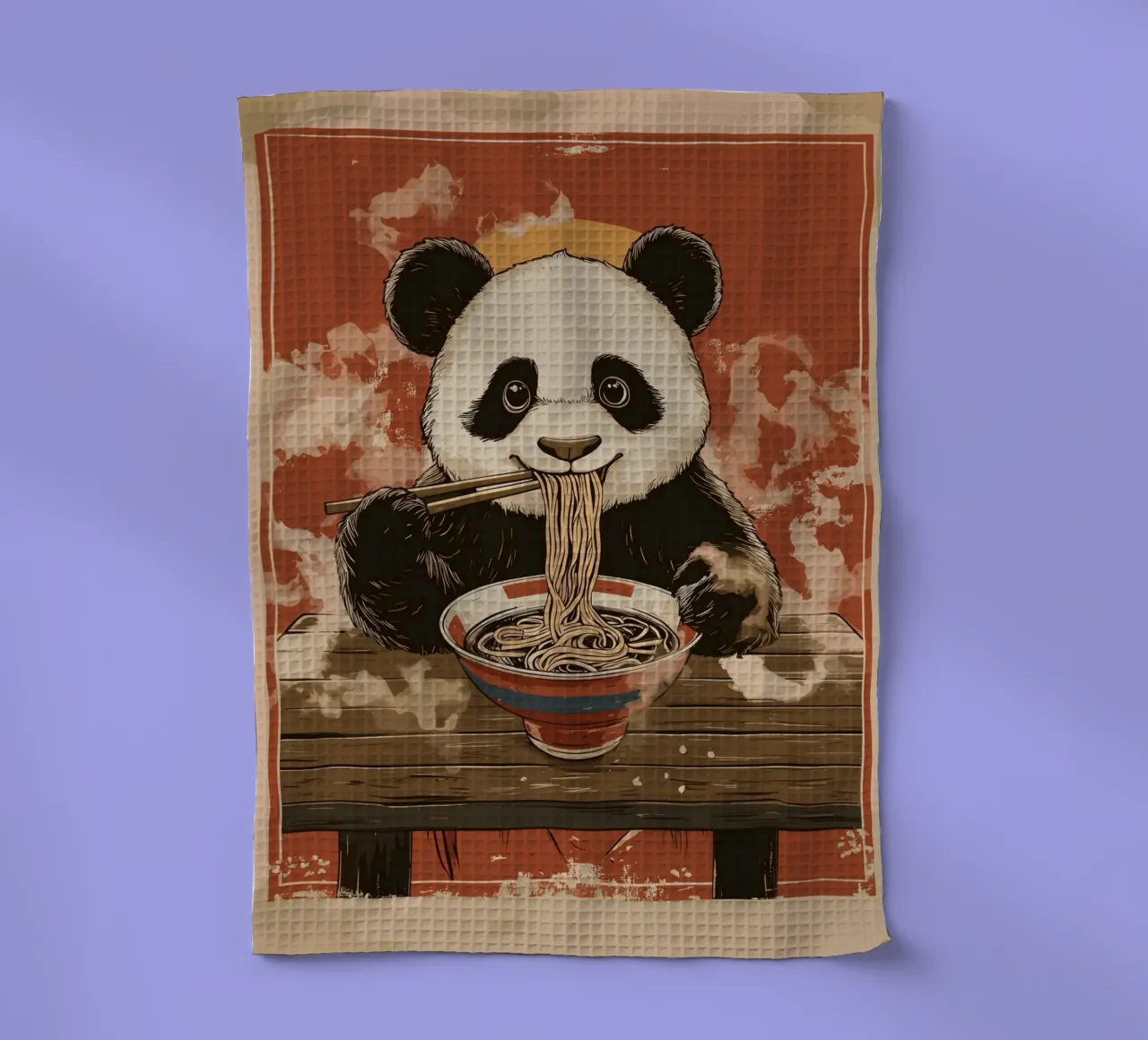Panda a un banchetto di ramen canovaccio da cucina da pixelbull - medieval art and more