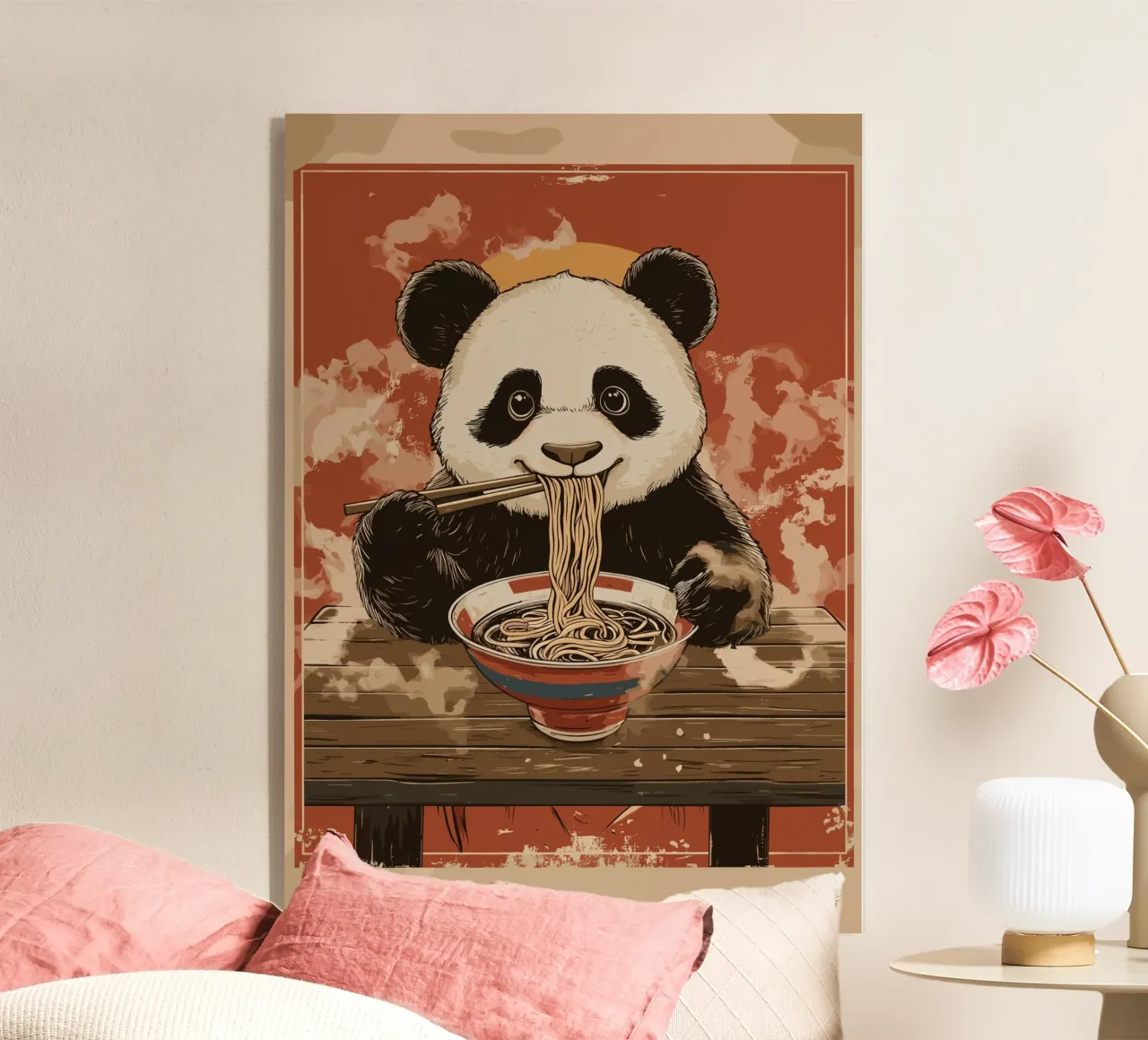Panda a un banchetto di ramen plexiglass da pixelbull - medieval art and more