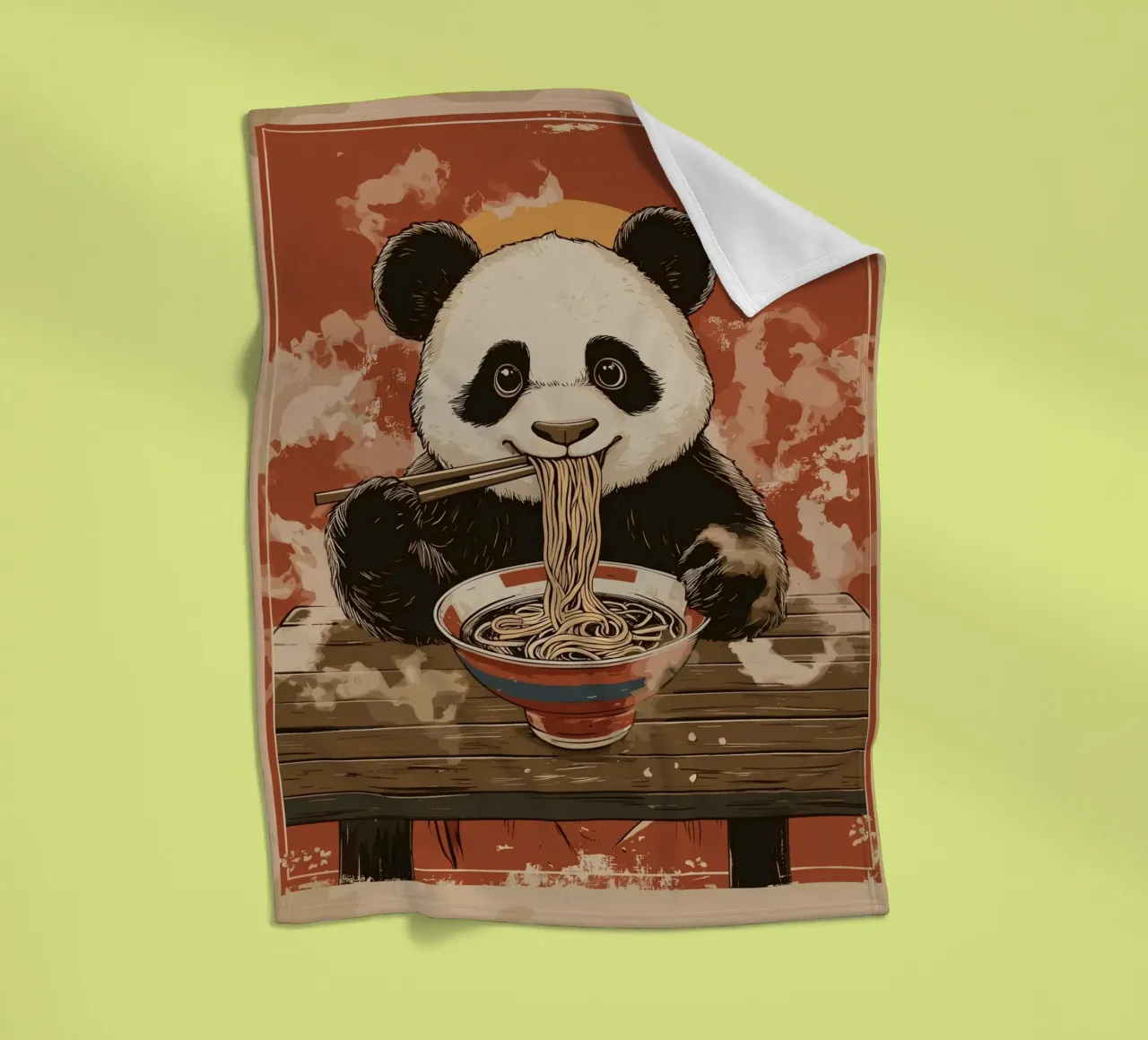 Panda a un banchetto di ramen coperta in pile da pixelbull - medieval art and more