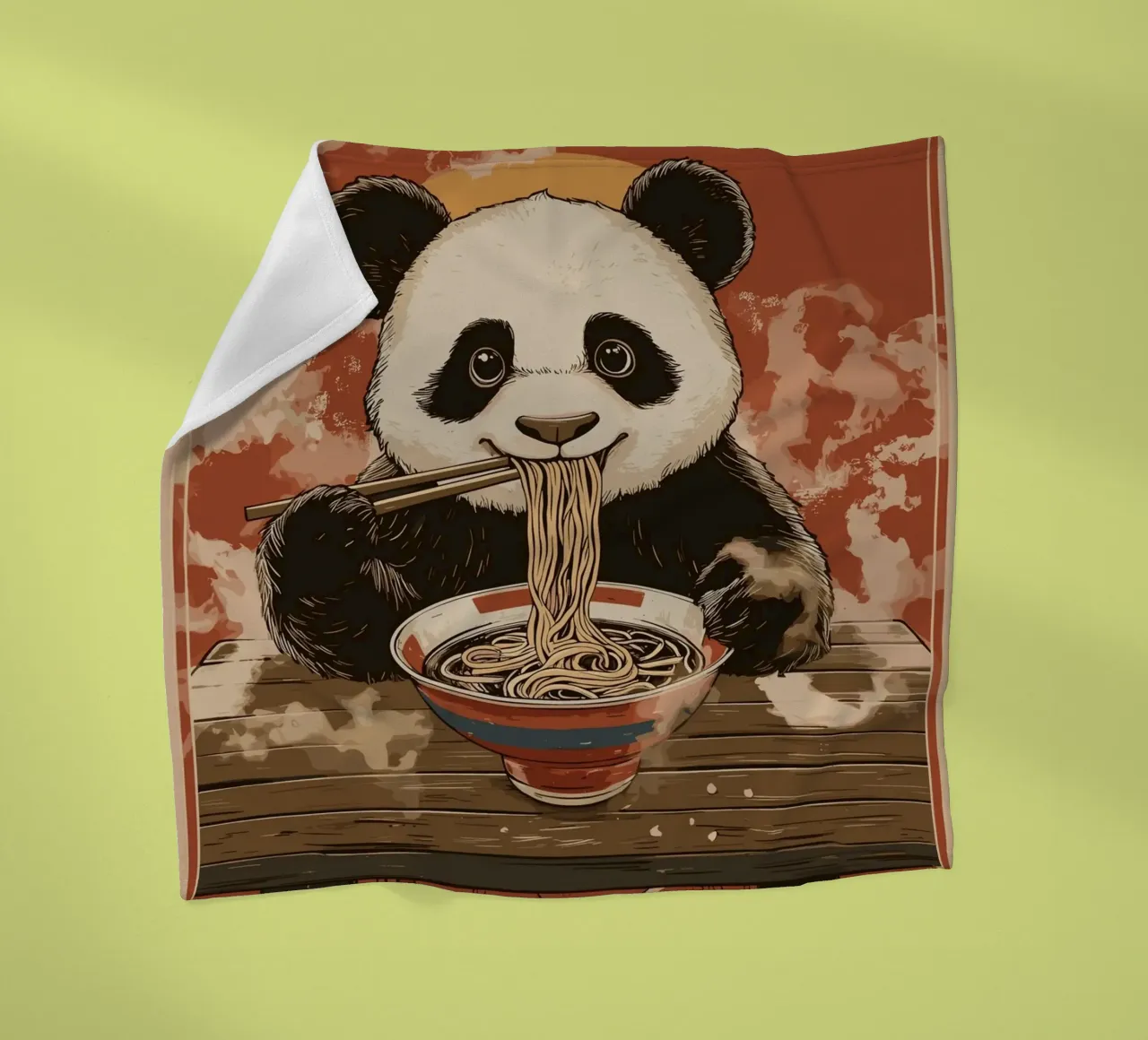 Panda a un banchetto di ramen coperta in pile da pixelbull - medieval art and more