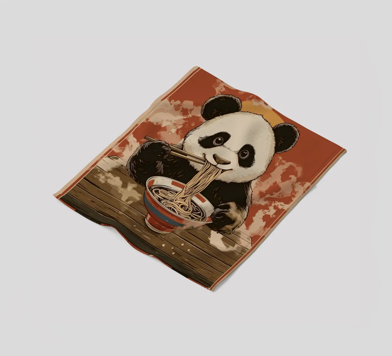 Panda a un banchetto di ramen coperta in pile da pixelbull - medieval art and more