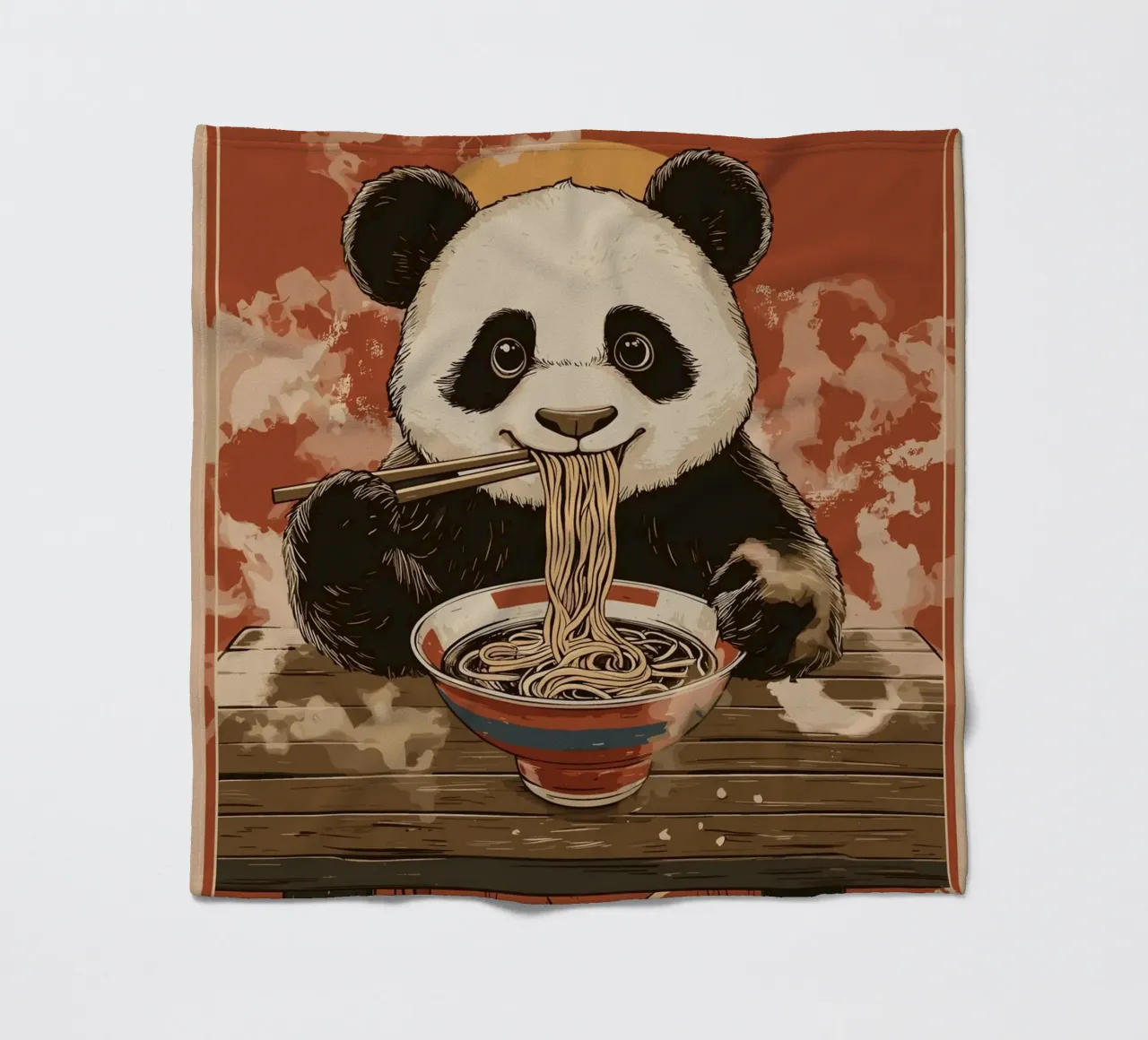 Panda a un banchetto di ramen coperta in pile da pixelbull - medieval art and more