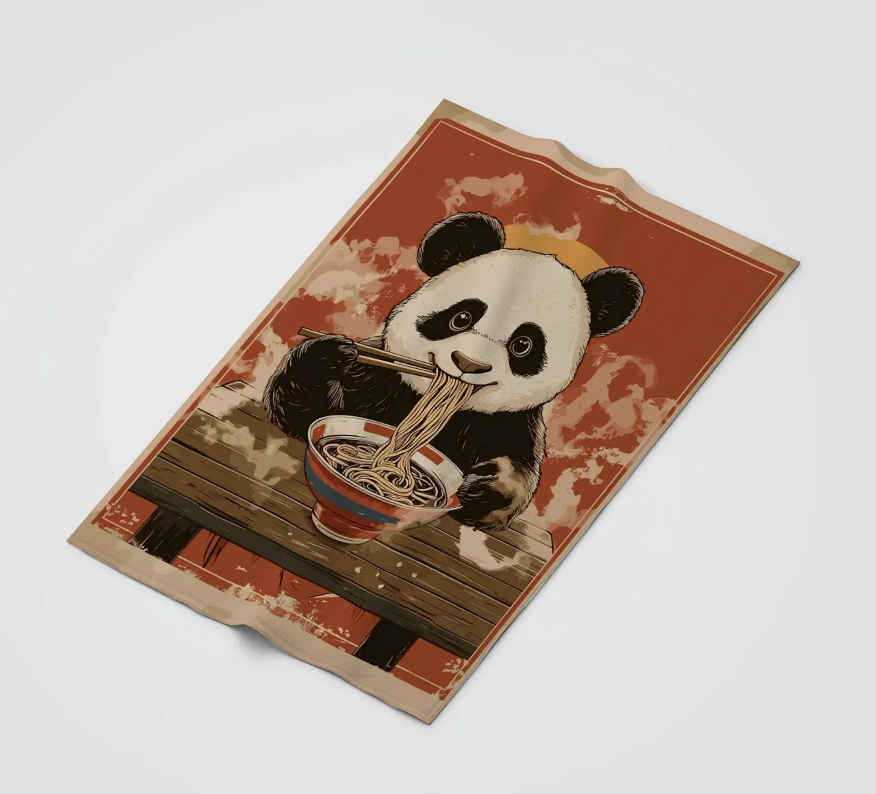 Panda a un banchetto di ramen coperta in pile da pixelbull - medieval art and more