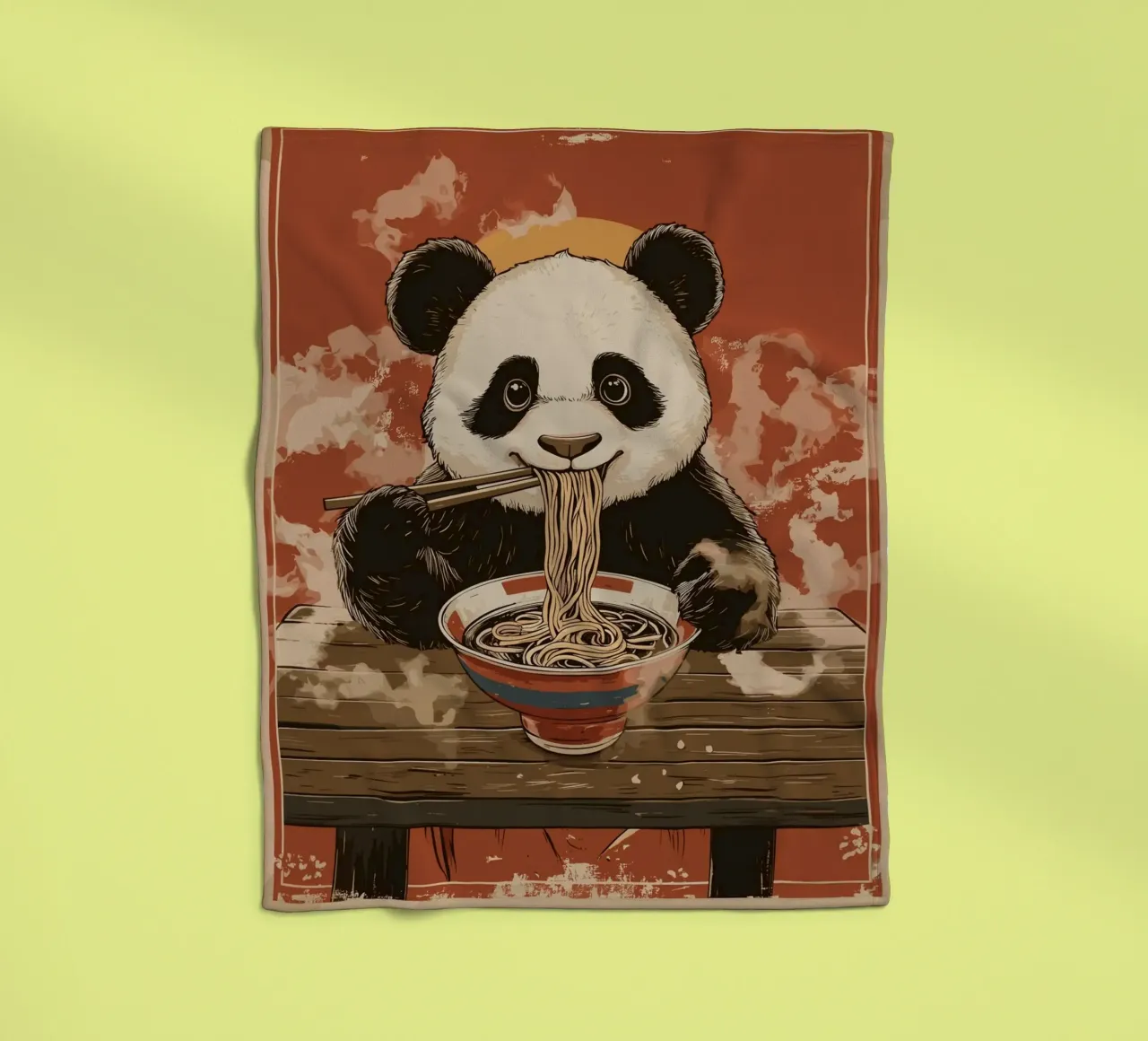 Panda a un banchetto di ramen coperta in pile da pixelbull - medieval art and more