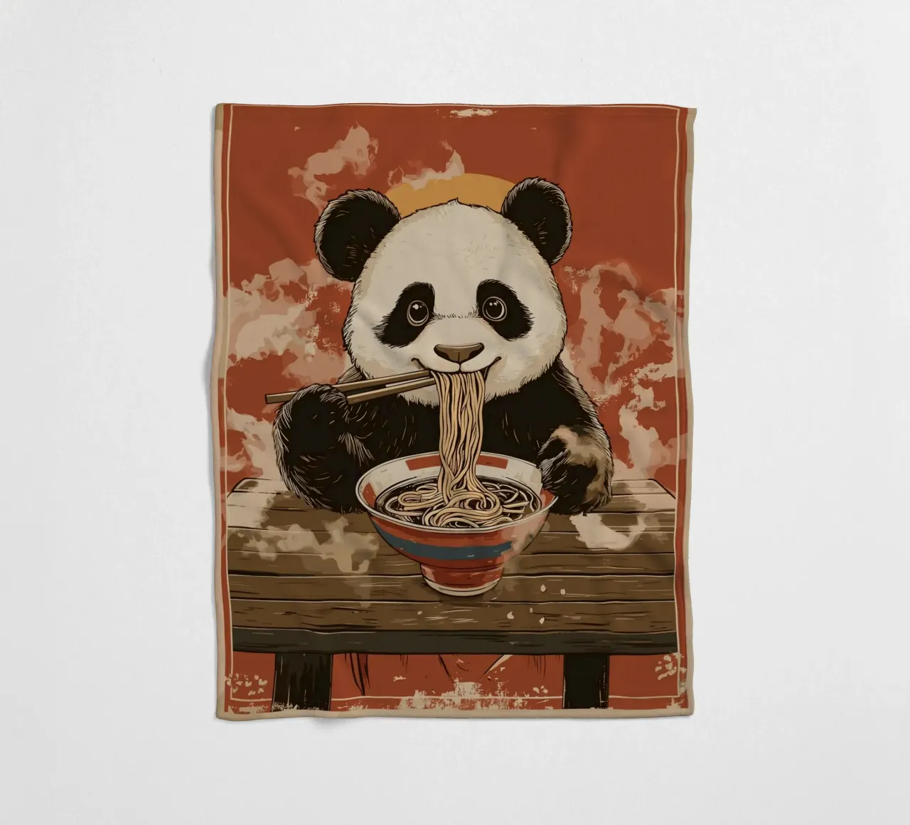 Panda a un banchetto di ramen coperta in pile da pixelbull - medieval art and more