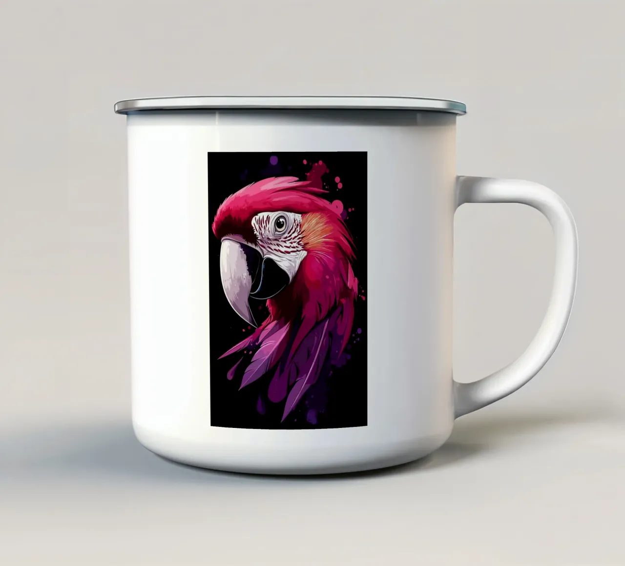 Maestoso pappagallo con colori al neon tazza in smalto da pixelbull - medieval art and more
