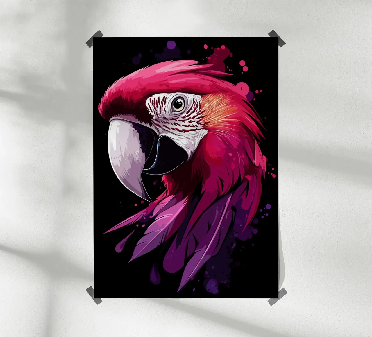 Maestoso pappagallo con colori al neon poster da pixelbull - medieval art and more