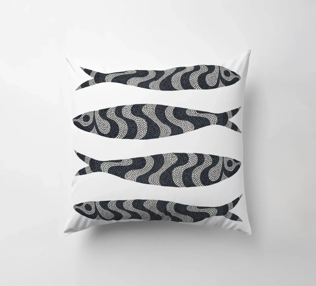 Black Sardines decorative cushion by Kuba Gornowicz