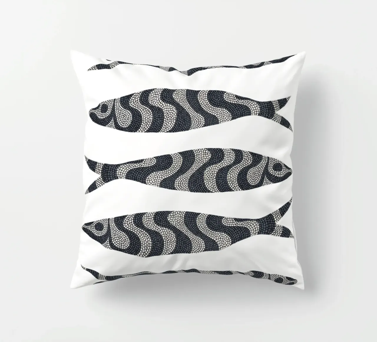 Black Sardines decorative cushion by Kuba Gornowicz