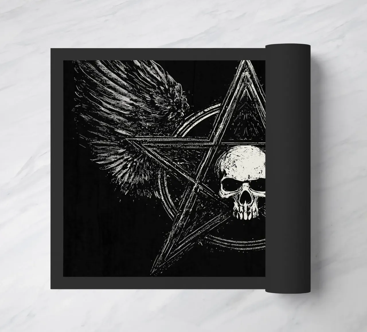 Pentagramma con teschio e ali zerbino da pixelbull - medieval art and more