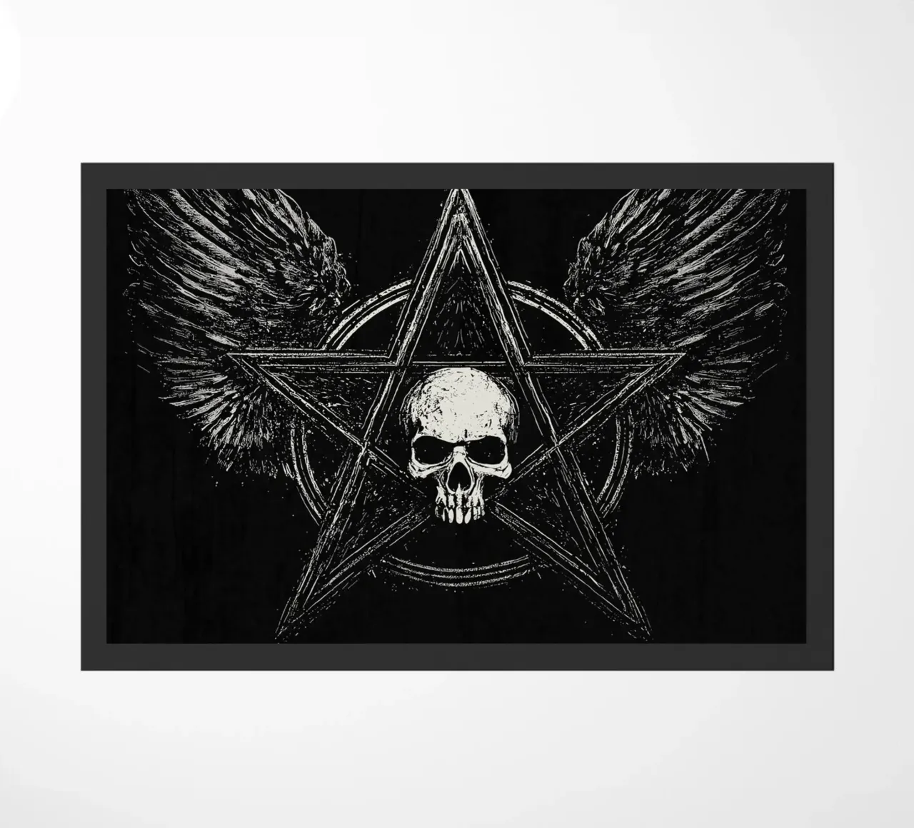 Pentagramma con teschio e ali zerbino da pixelbull - medieval art and more