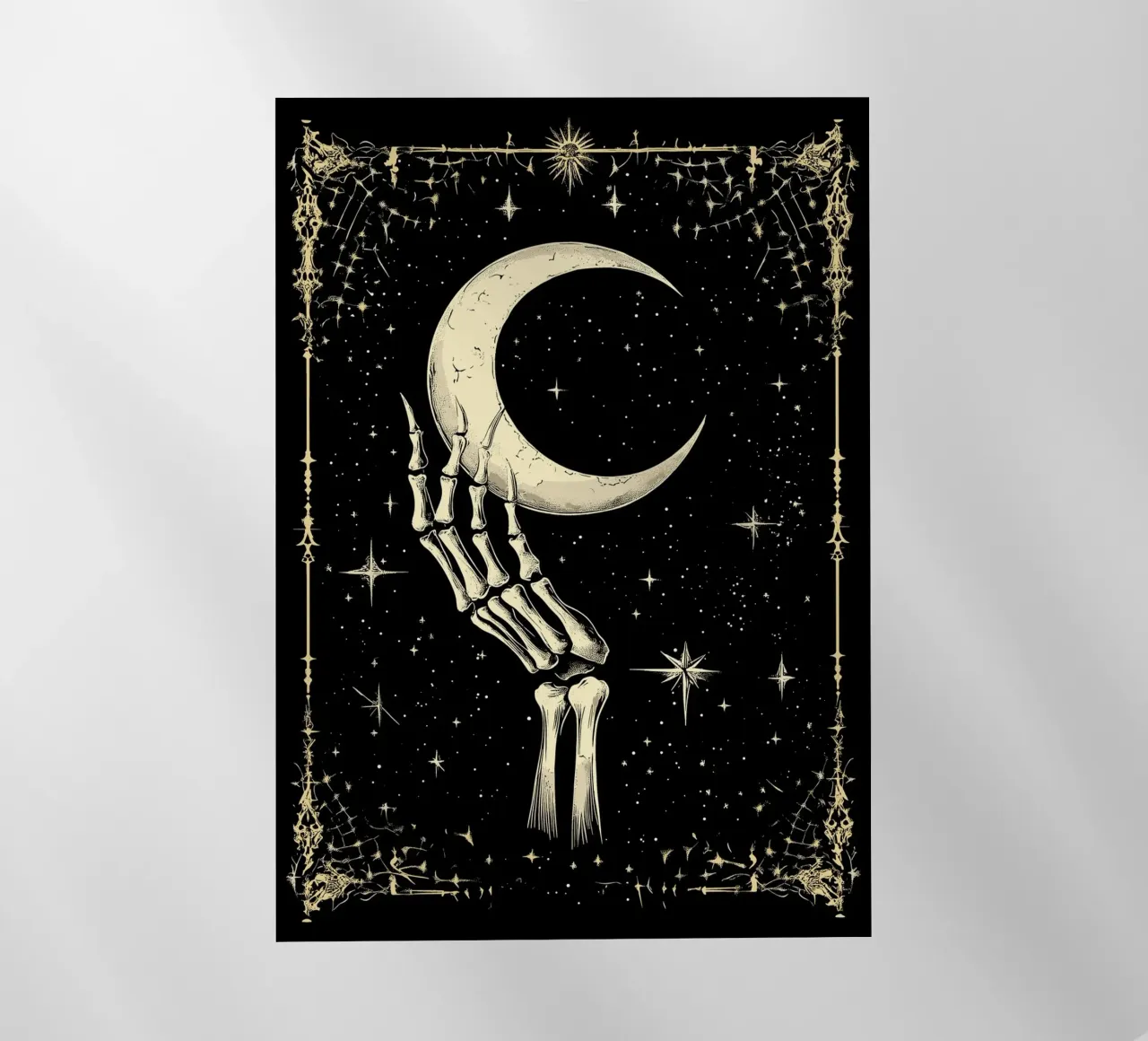 Mano di scheletro con luna crescente nel cosmo pellicola backlit da pixelbull - medieval art and more