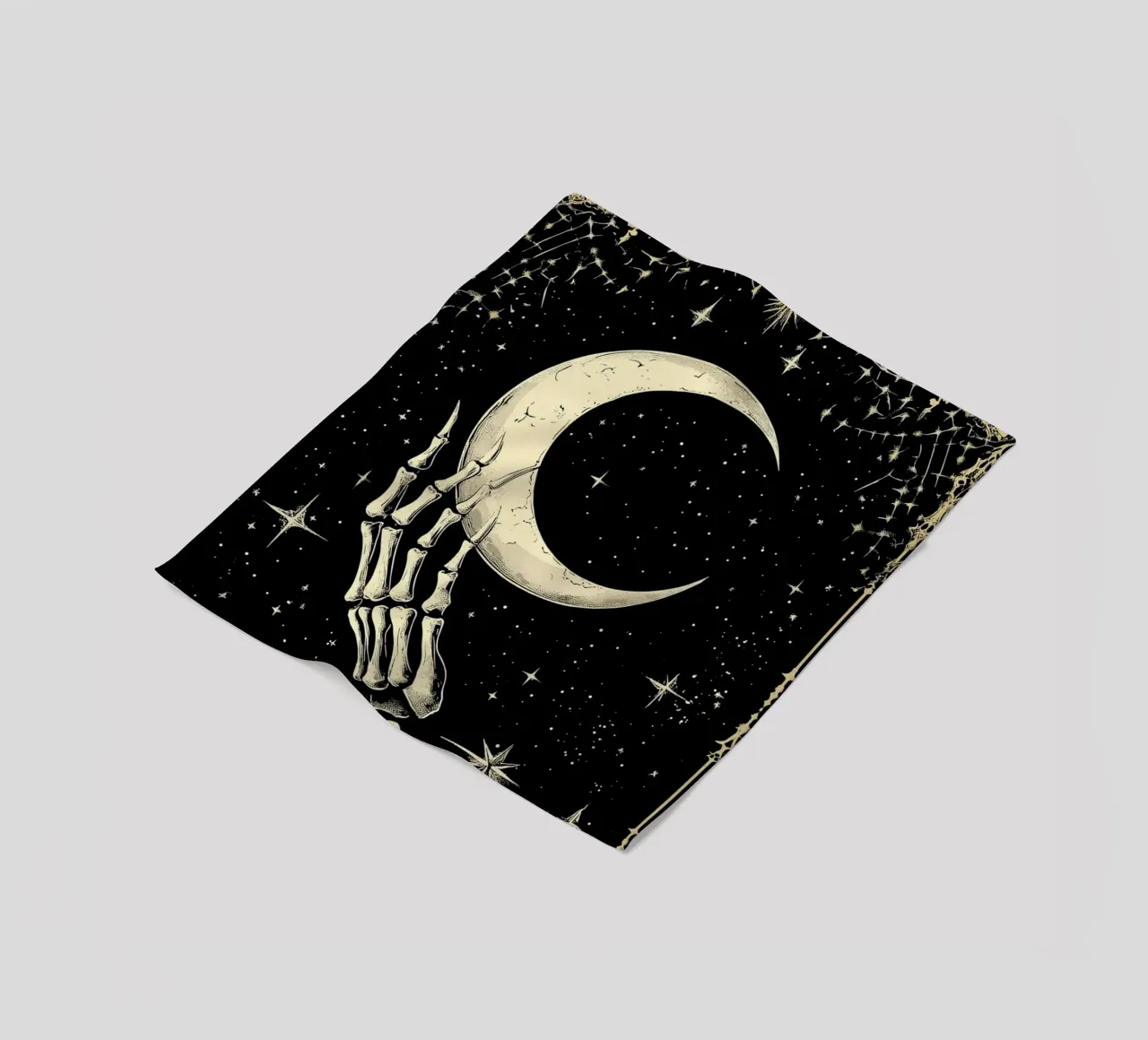 Mano di scheletro con luna crescente nel cosmo coperta in pile da pixelbull - medieval art and more