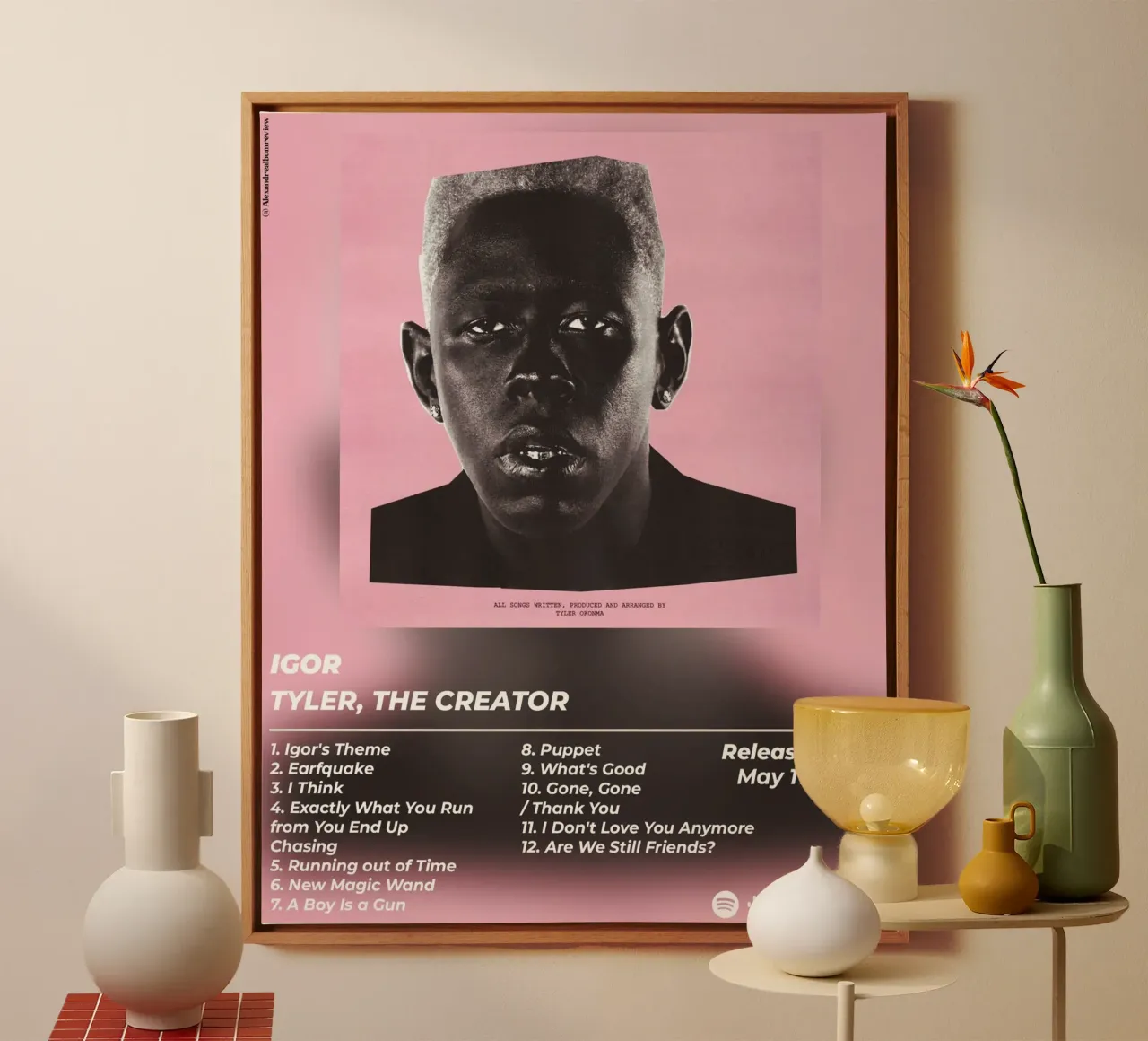 Poster Igor - Tyler, The Creator tela con Cornice a cassetta da alexandrealbumreview