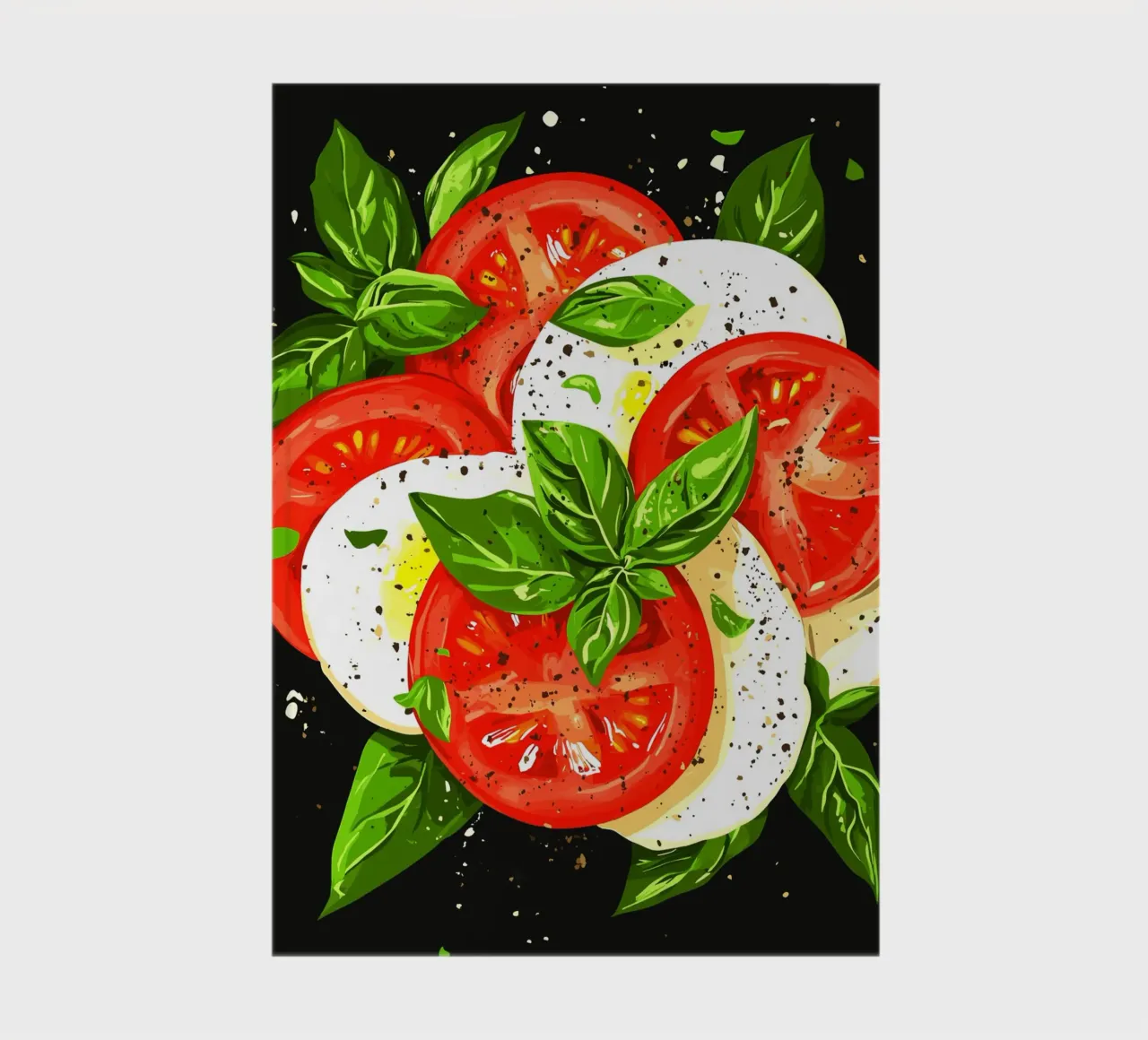 Caprese with basil on a dark background notebook by pixelbull - medieval art and more