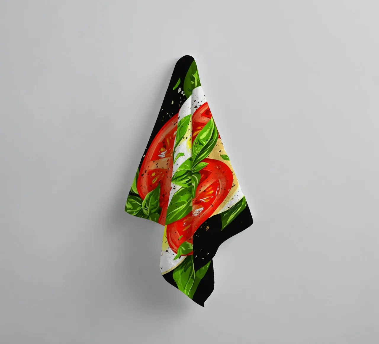 Caprese with basil on a dark background towel by pixelbull - medieval art and more