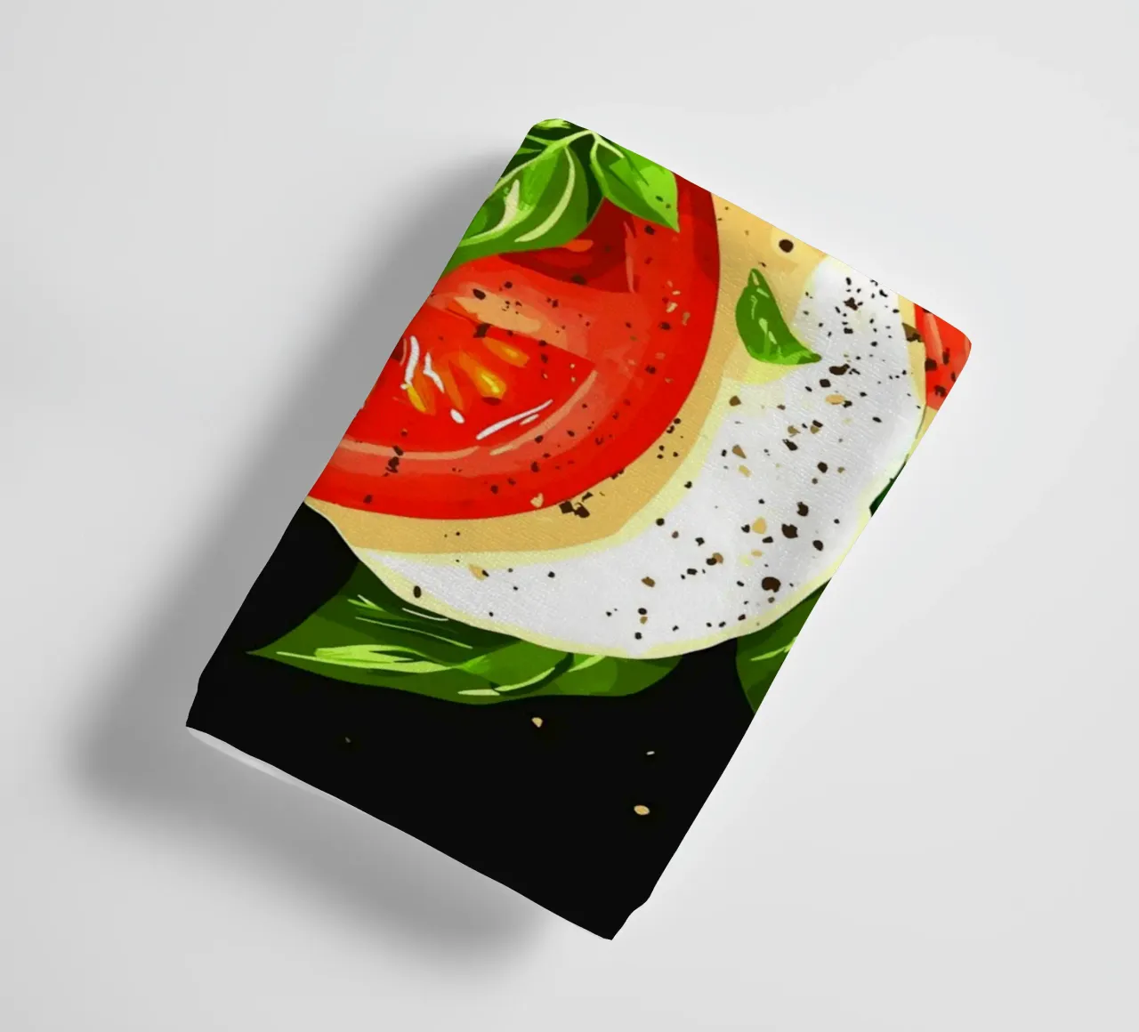 Caprese with basil on a dark background towel by pixelbull - medieval art and more