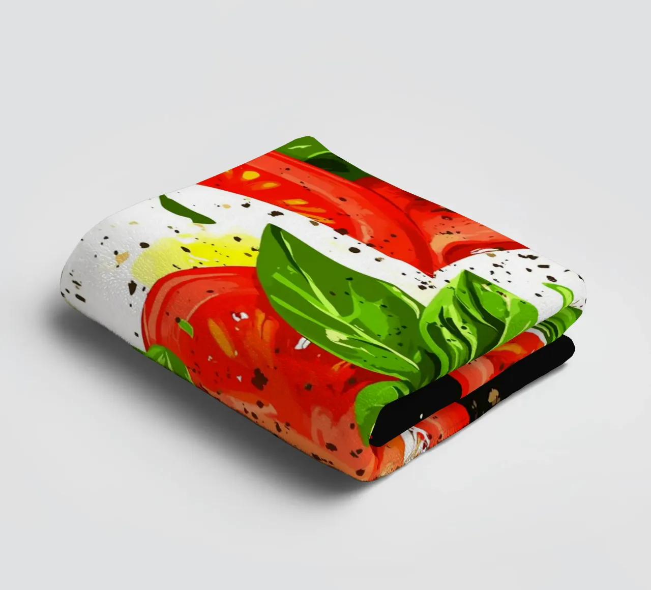 Caprese with basil on a dark background towel by pixelbull - medieval art and more
