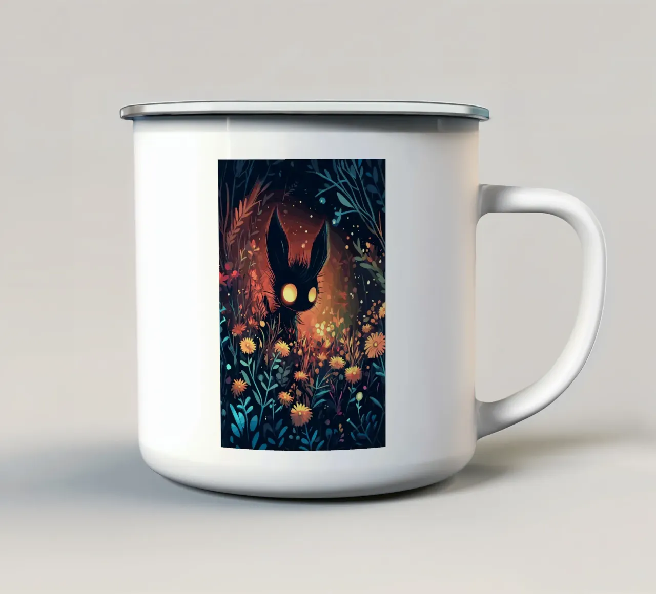 Creature luminose nella magica foresta di fiori tazza in smalto da pixelbull - medieval art and more