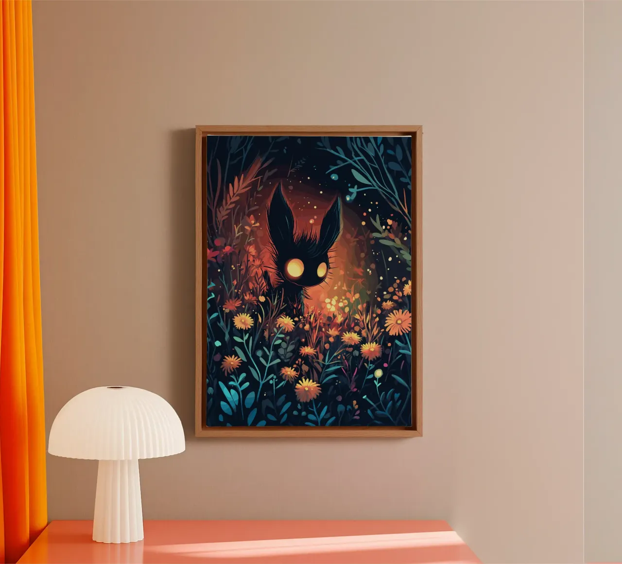 Luminous creatures in the magical flower forest canvas with Floater frame by pixelbull - medieval art and more