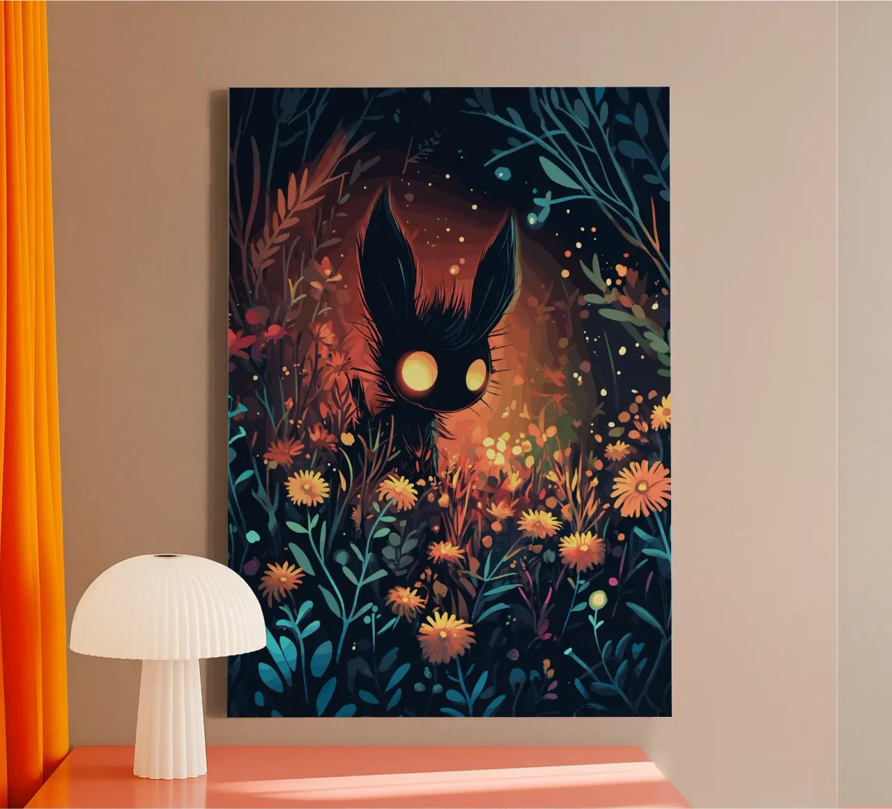 Luminous creatures in the magical flower forest canvas with Floater frame by pixelbull - medieval art and more