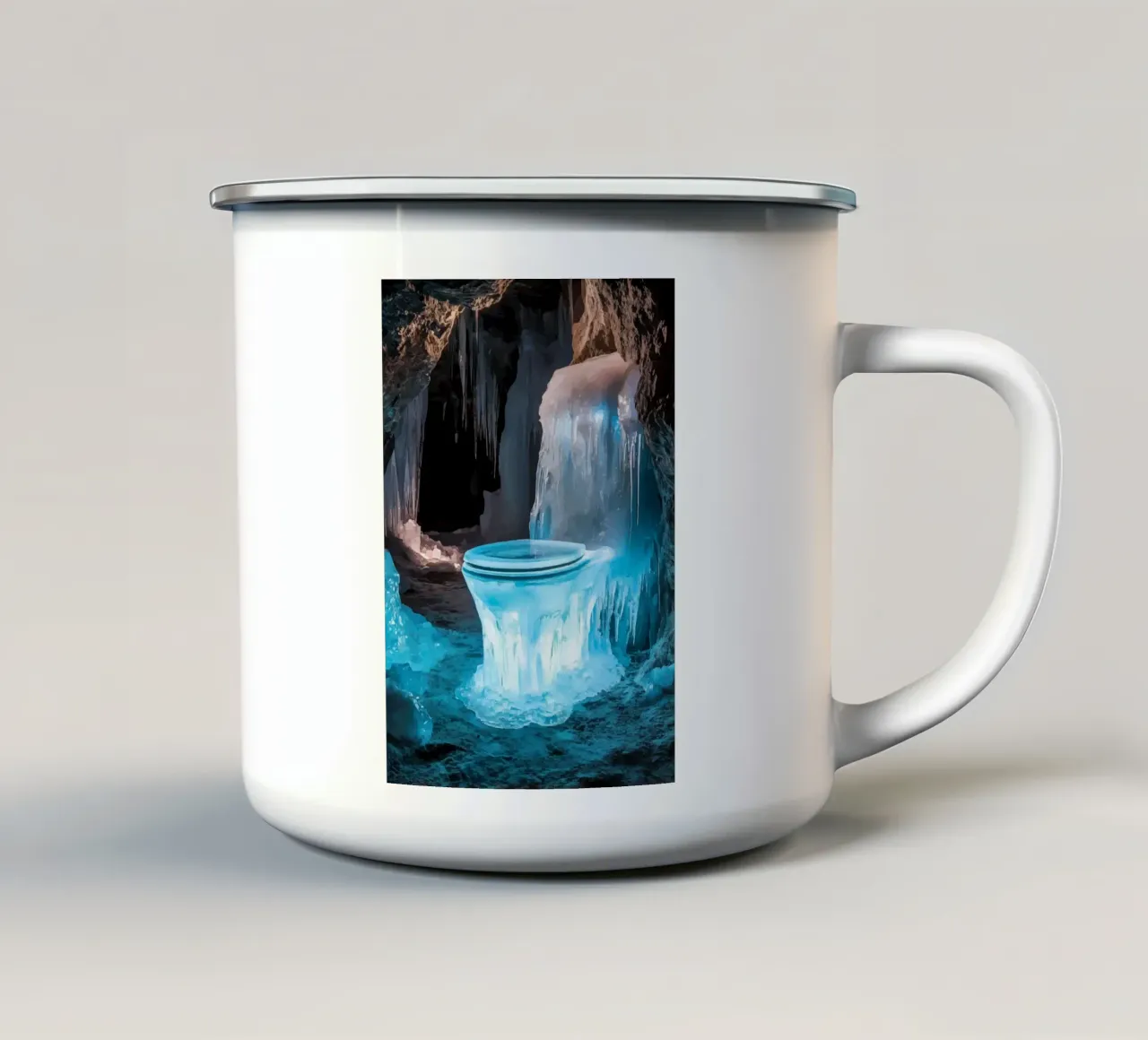 Bagno di ghiaccio in una grotta scintillante tazza in smalto da pixelbull - medieval art and more