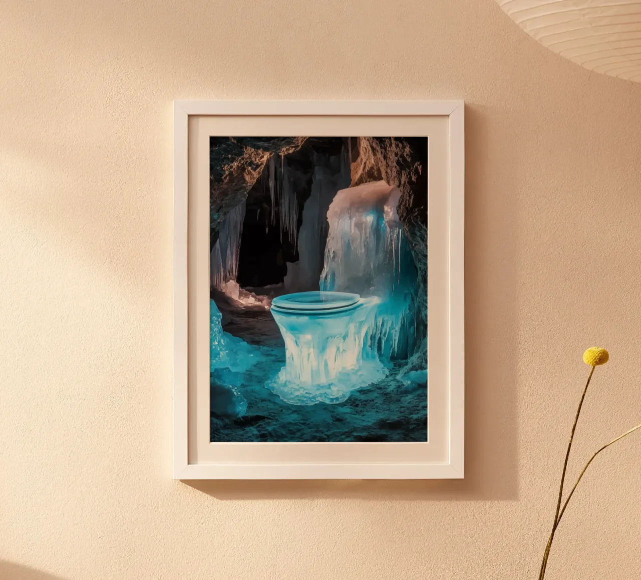 Bagno di ghiaccio in una grotta scintillante poster con telaio in alluminio da pixelbull - medieval art and more