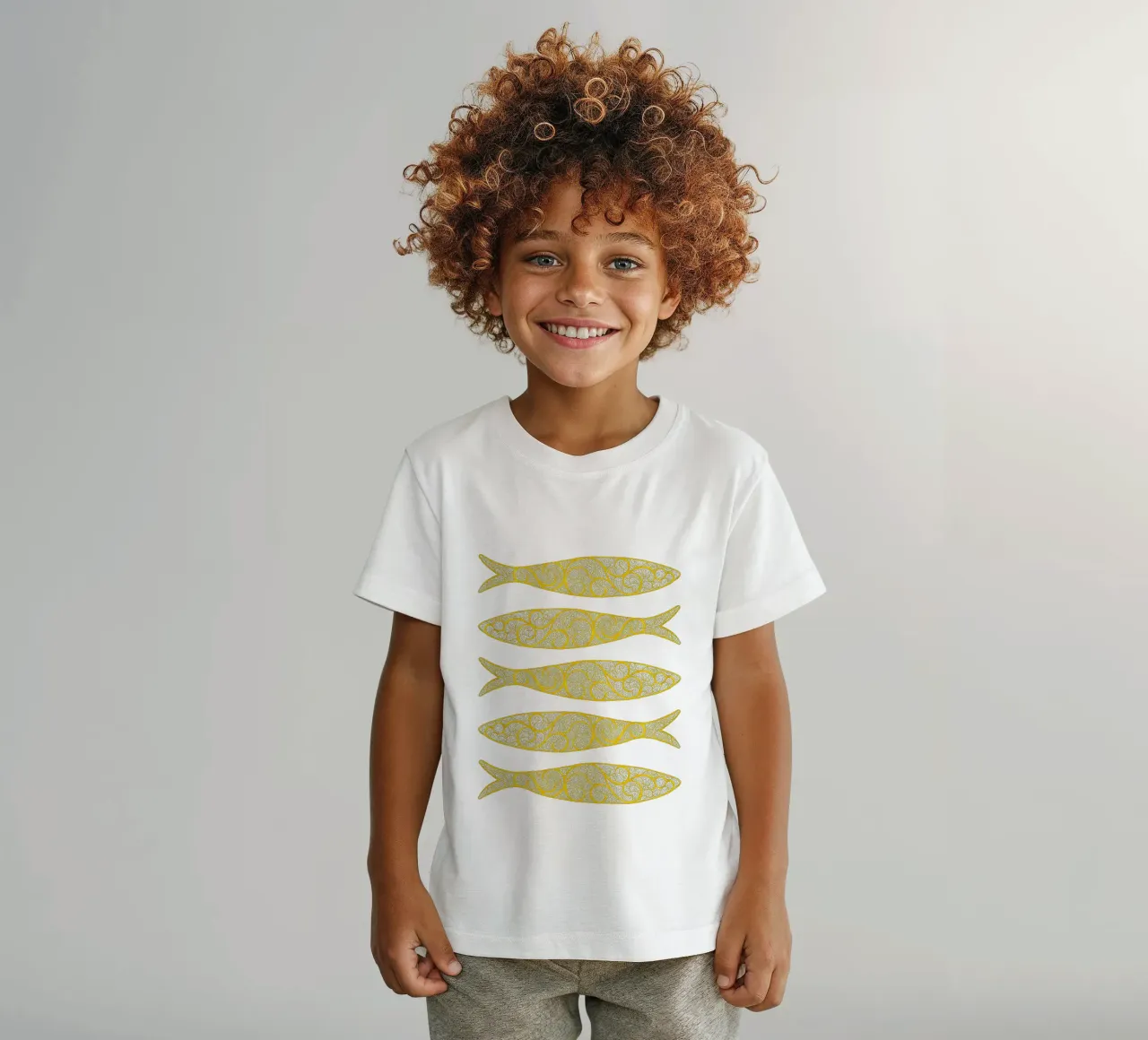 Golden Sardines Kinder T-Shirt von Kuba Gornowicz