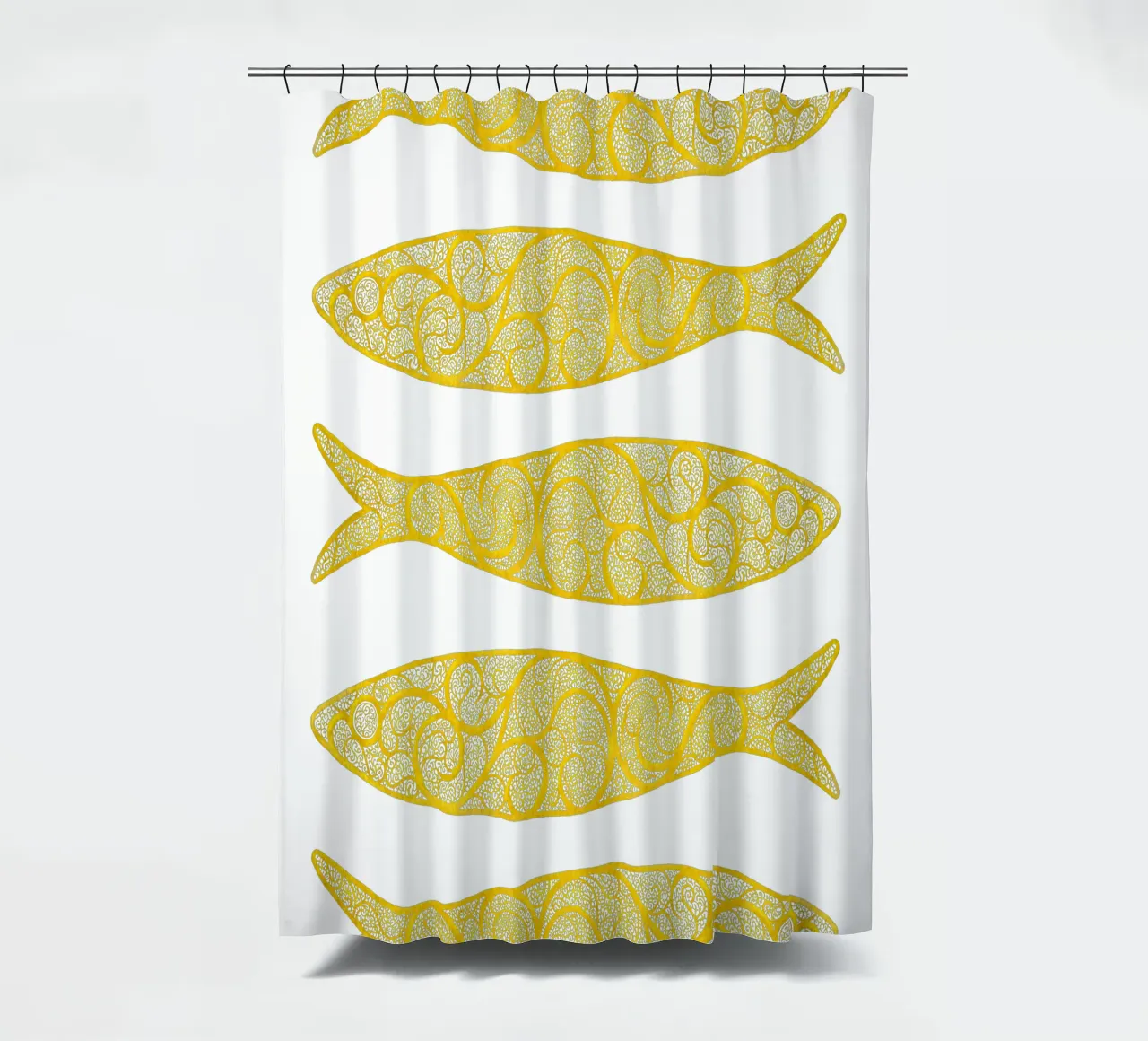 Golden Sardines tenda da doccia da Kuba Gornowicz