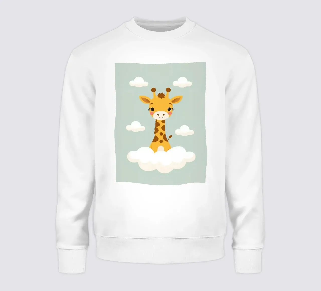Cartone animato Giraffa in piedi tra le nuvole felpa da DesignDoodle