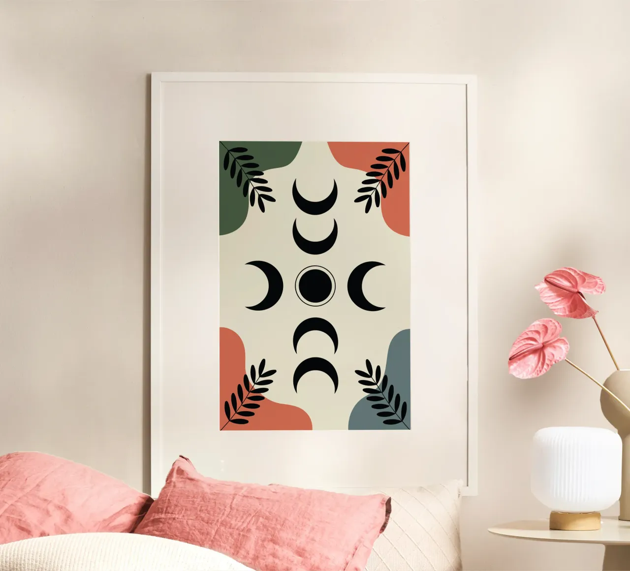 Moon Phase Vines poster con telaio in alluminio da LisaArtes