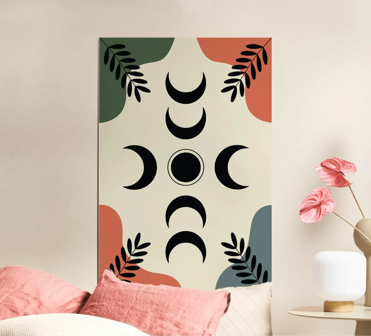 Moon Phase Vines poster con telaio in alluminio da LisaArtes