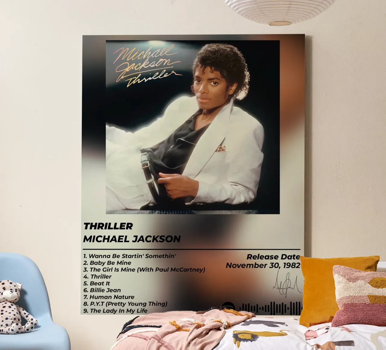 Poster Thriller - Michael Jackson canvas met Baklijst van alexandrealbumreview