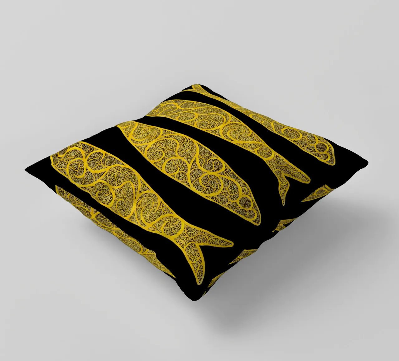 Golden Sardines Kissen von Kuba Gornowicz