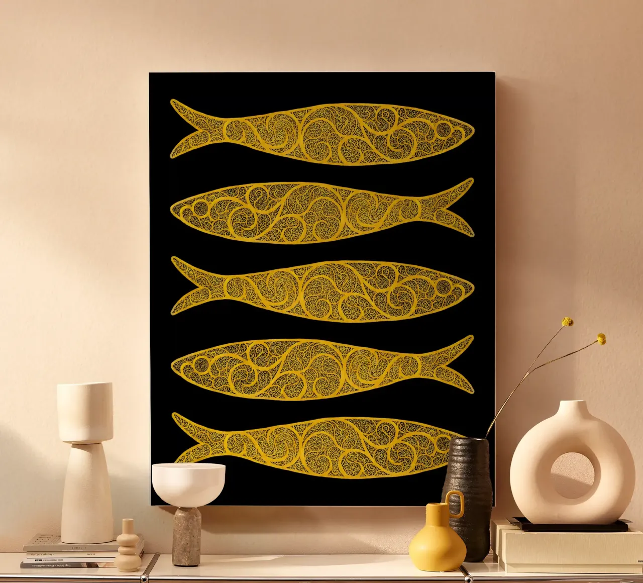 Golden Sardines canvas by Kuba Gornowicz