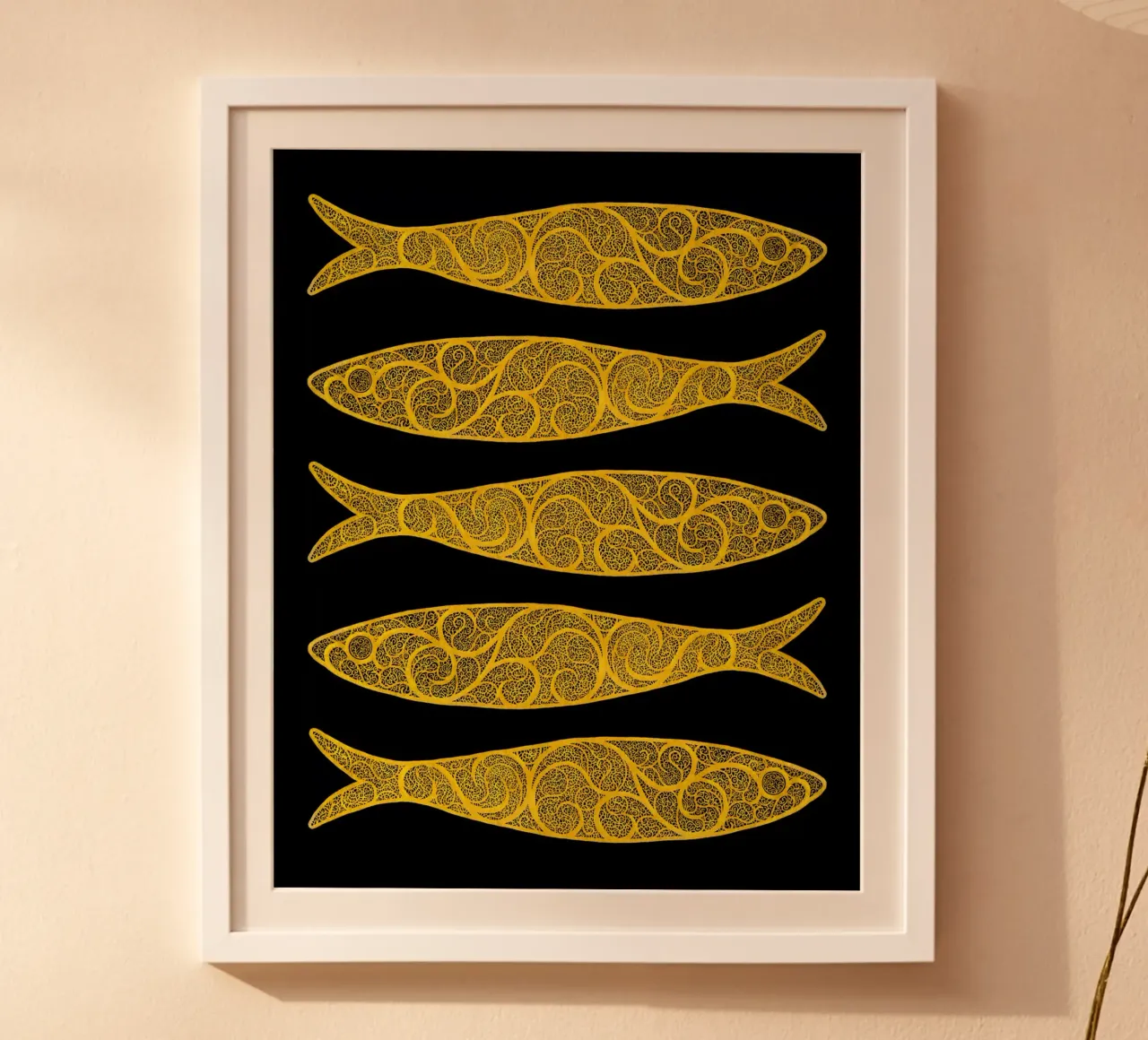 Golden Sardines hahnemühle by Kuba Gornowicz