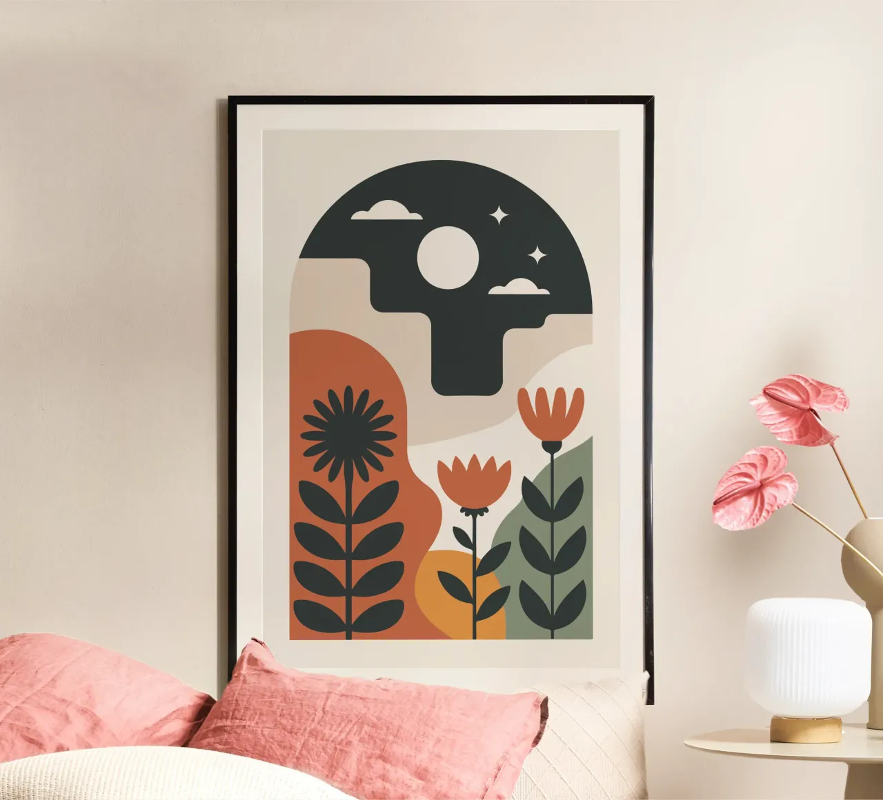 Night Bloom poster con telaio in plastica da LisaArtes