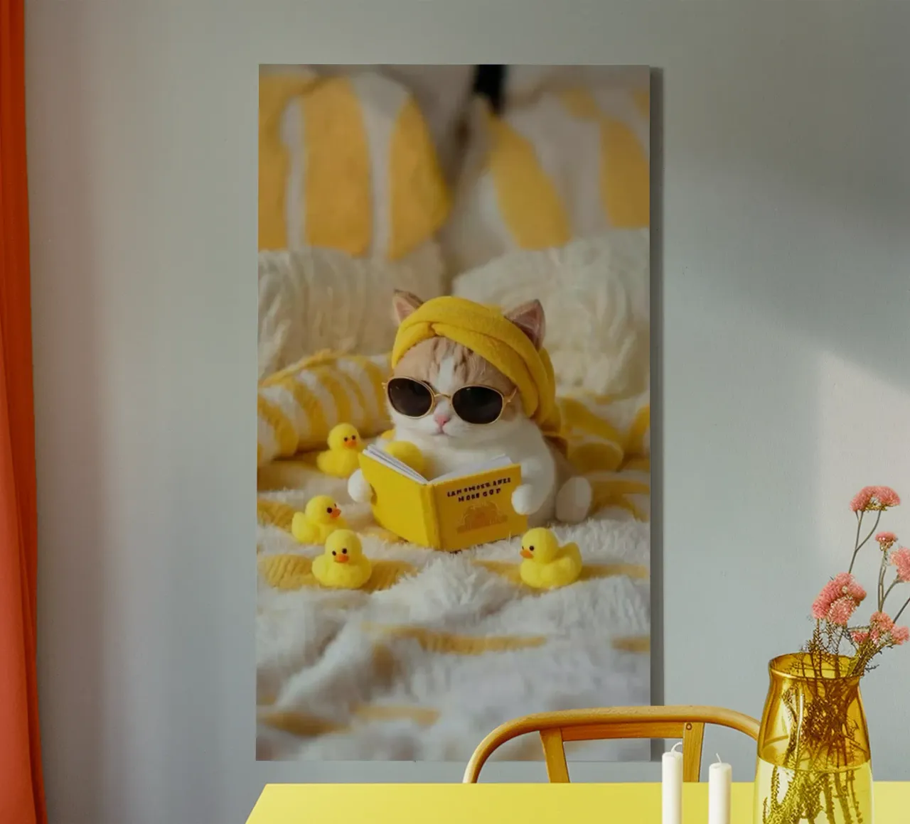 cat chill in bed tela con Cornice a cassetta da chaodays