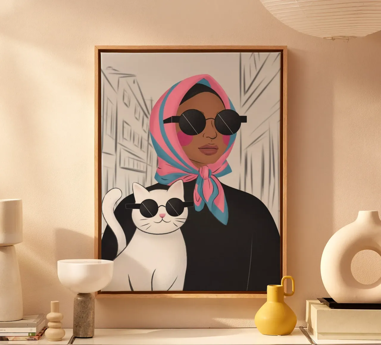 woman and cat in white back canvas met Baklijst van chaodays