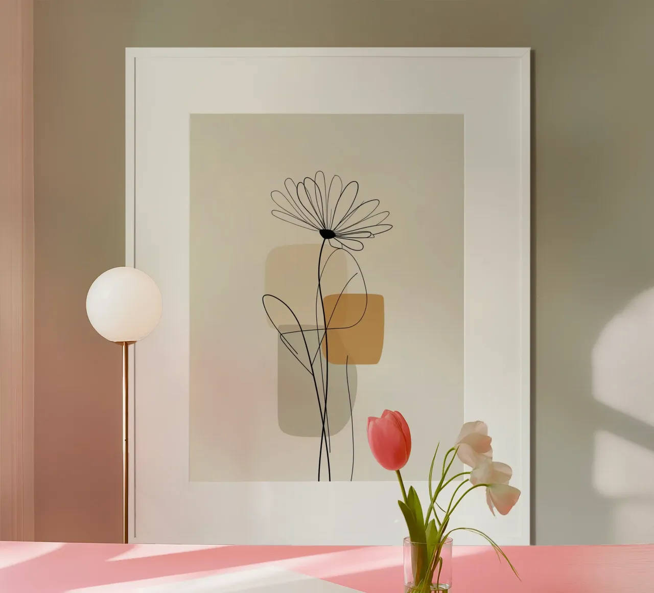 line of soft flower and shape poster con telaio in plastica da throme