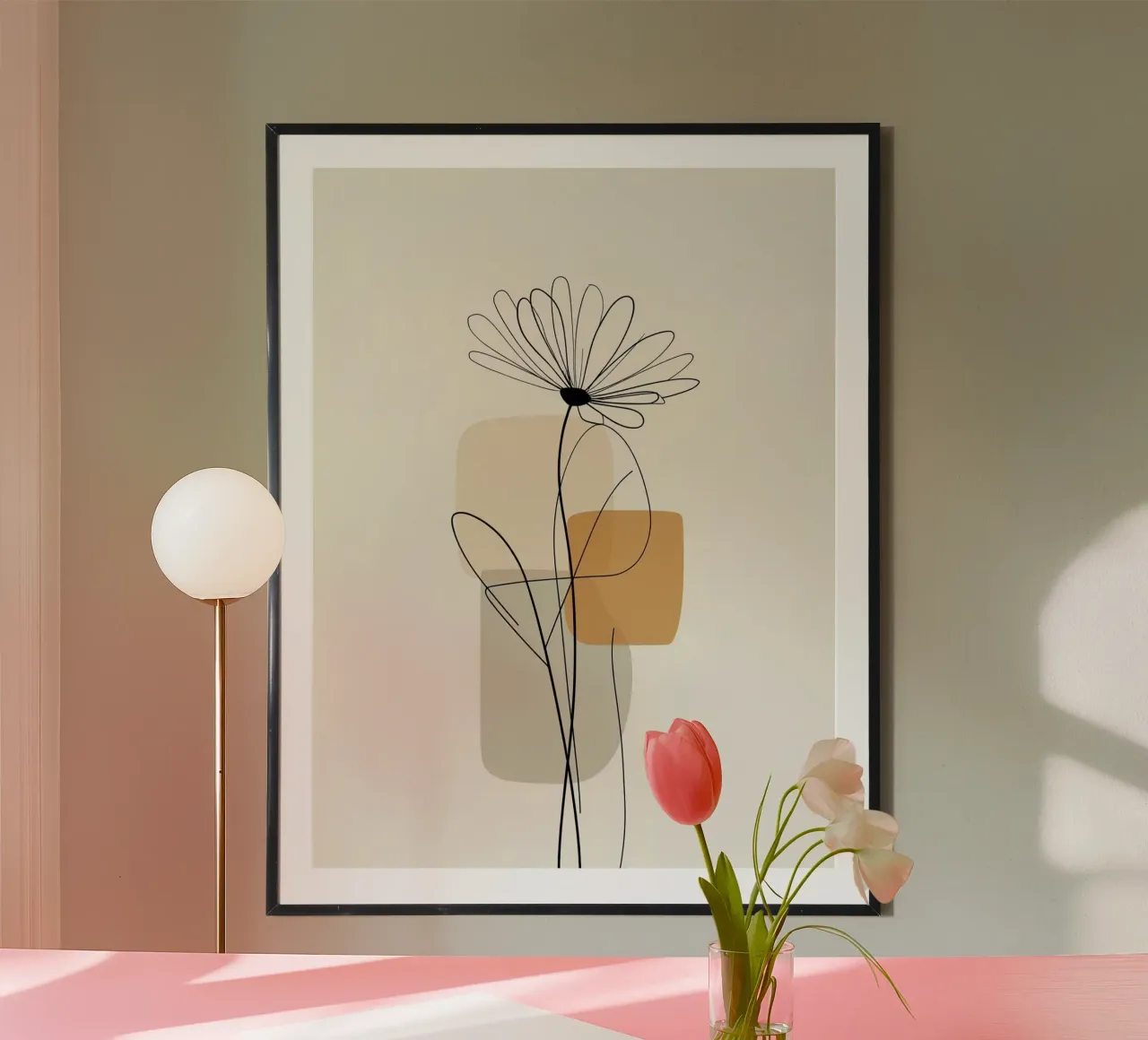 line of soft flower and shape poster con telaio in plastica da throme