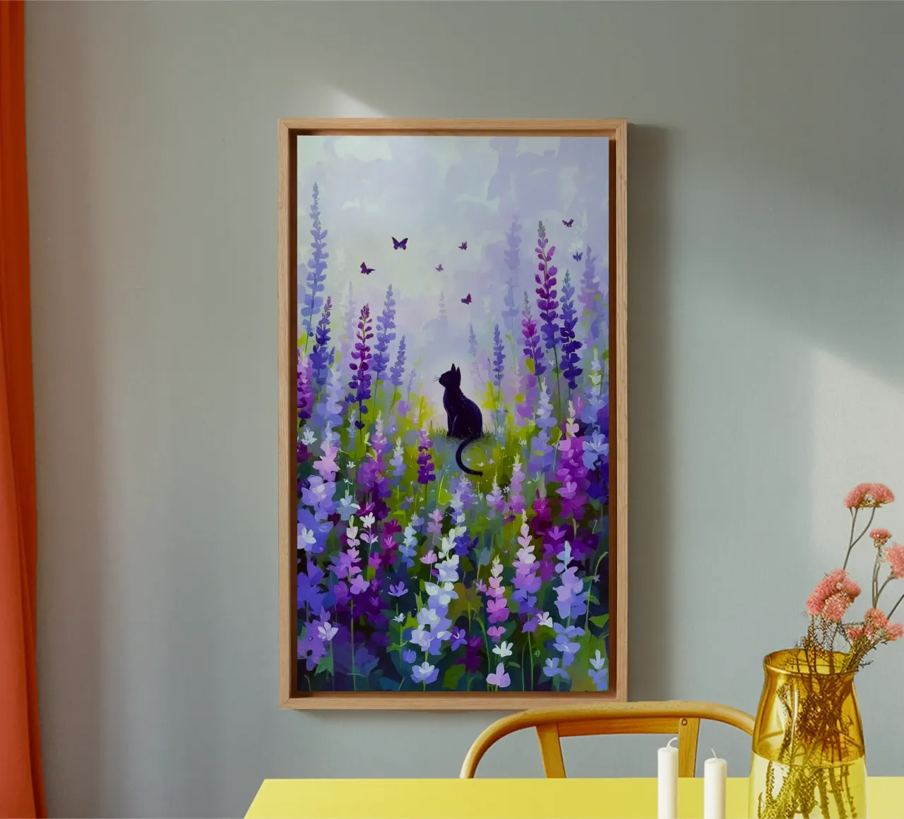 cat in colorful forest canvas with Floater frame by chaodays