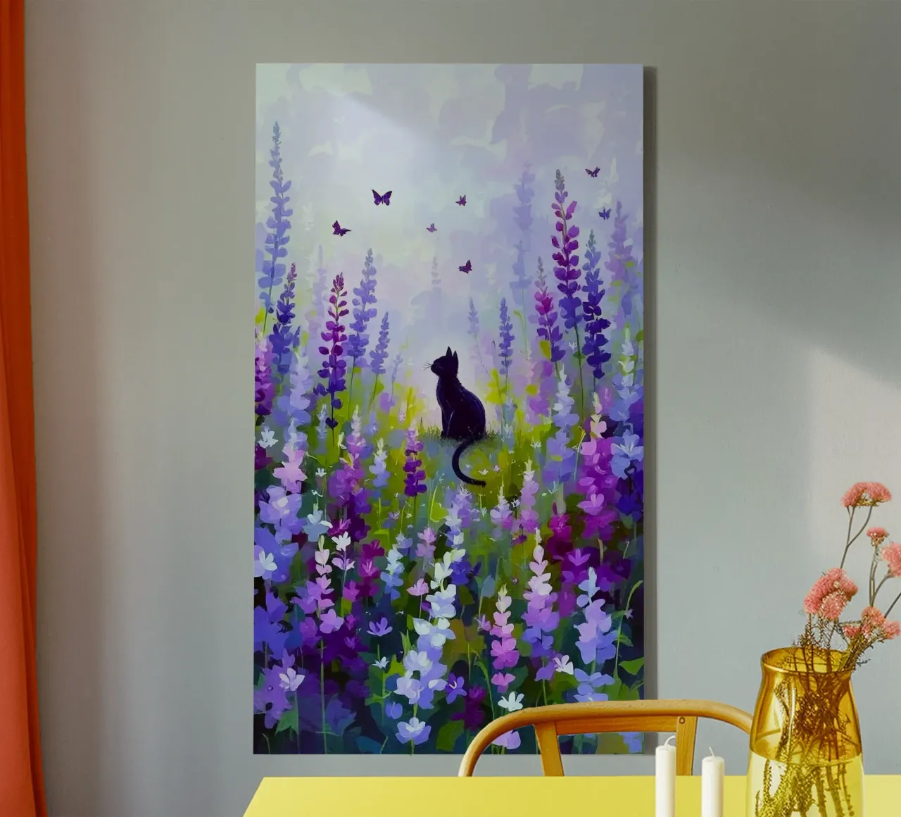cat in colorful forest canvas with Floater frame by chaodays