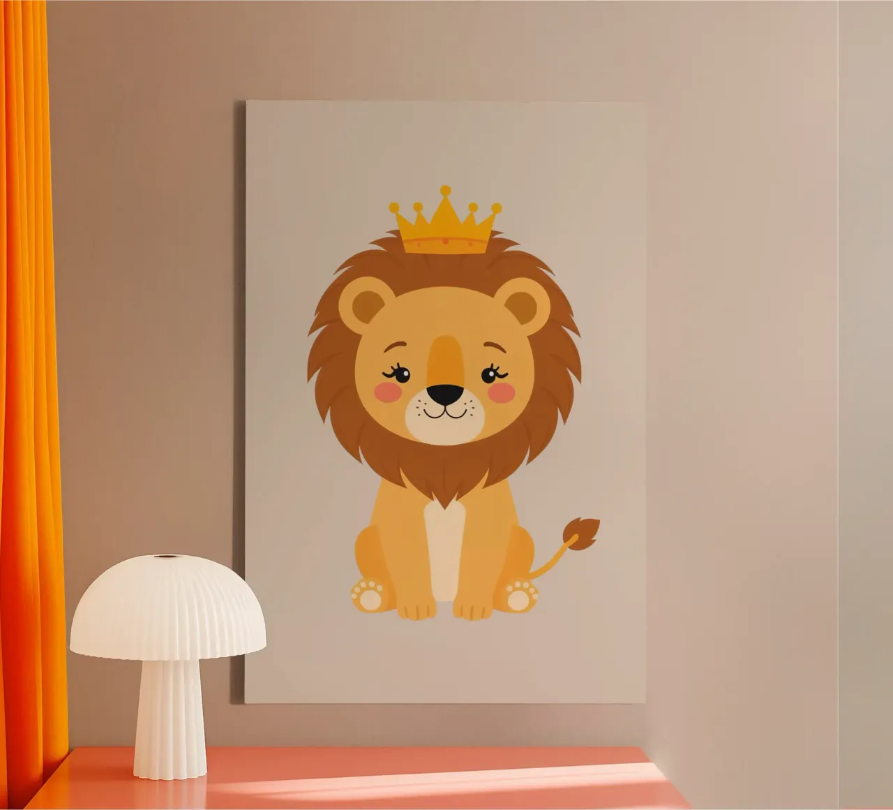 Carino il cucciolo di leone dei cartoni animati che indossa la corona d'oro tela con Cornice a cassetta da DesignDoodle