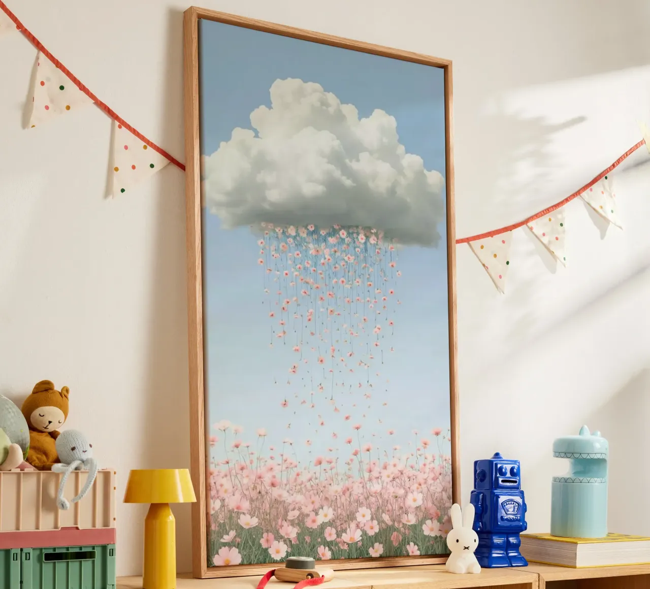 rain flower tela con Cornice a cassetta da throme