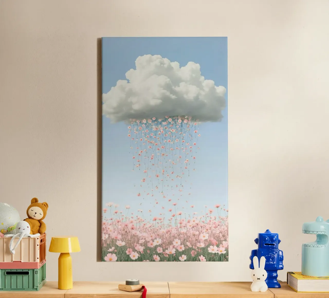 rain flower tela con Cornice a cassetta da throme