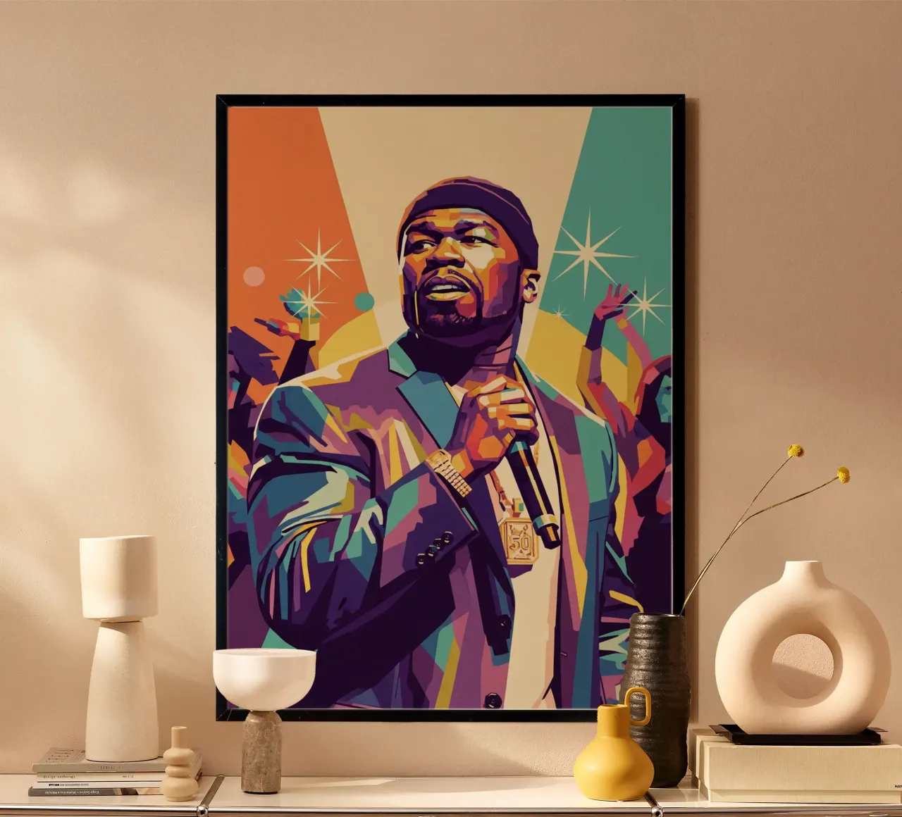 50 Cent- in da club poster con telaio in legno da Hantamrata